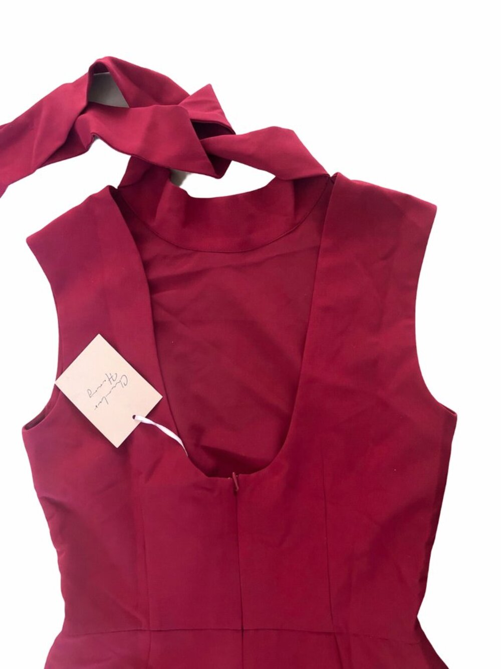 Charles Henry Wine Pink Elegant Jumpsuit XS Open Back Tie Wide Leg - Picture 5 of 5